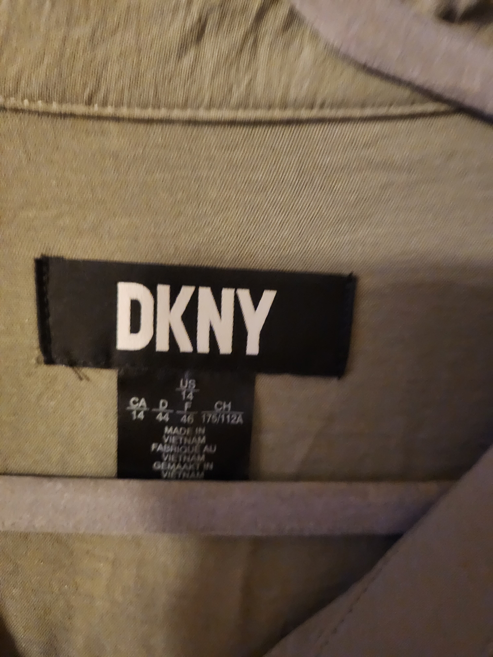 DKNY Women’s Olive Green Shirt Dress - Classic Collar